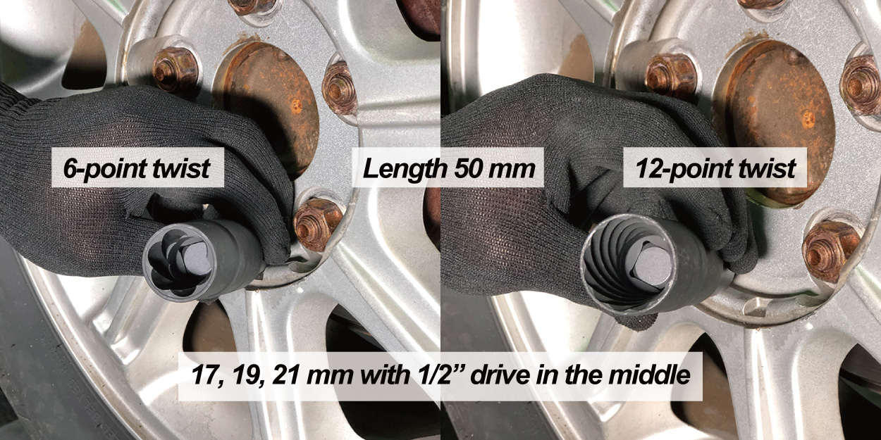 Cosda 6/12point Flip Twist Wheel Socket Set 17 19 21 mm