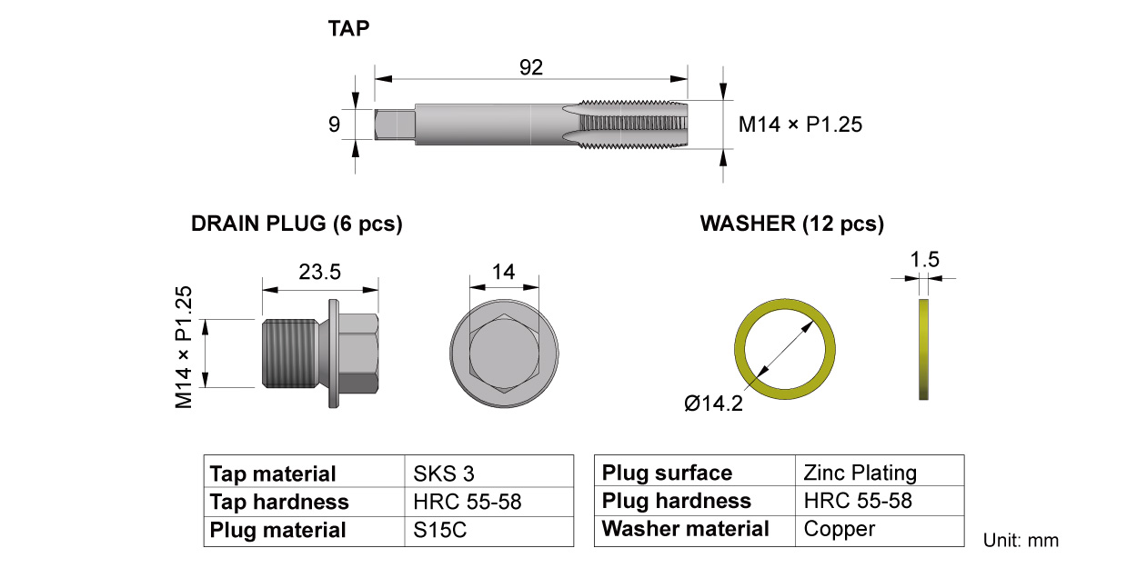 Cosda Oil Drain Plug Repair Kit M141.25