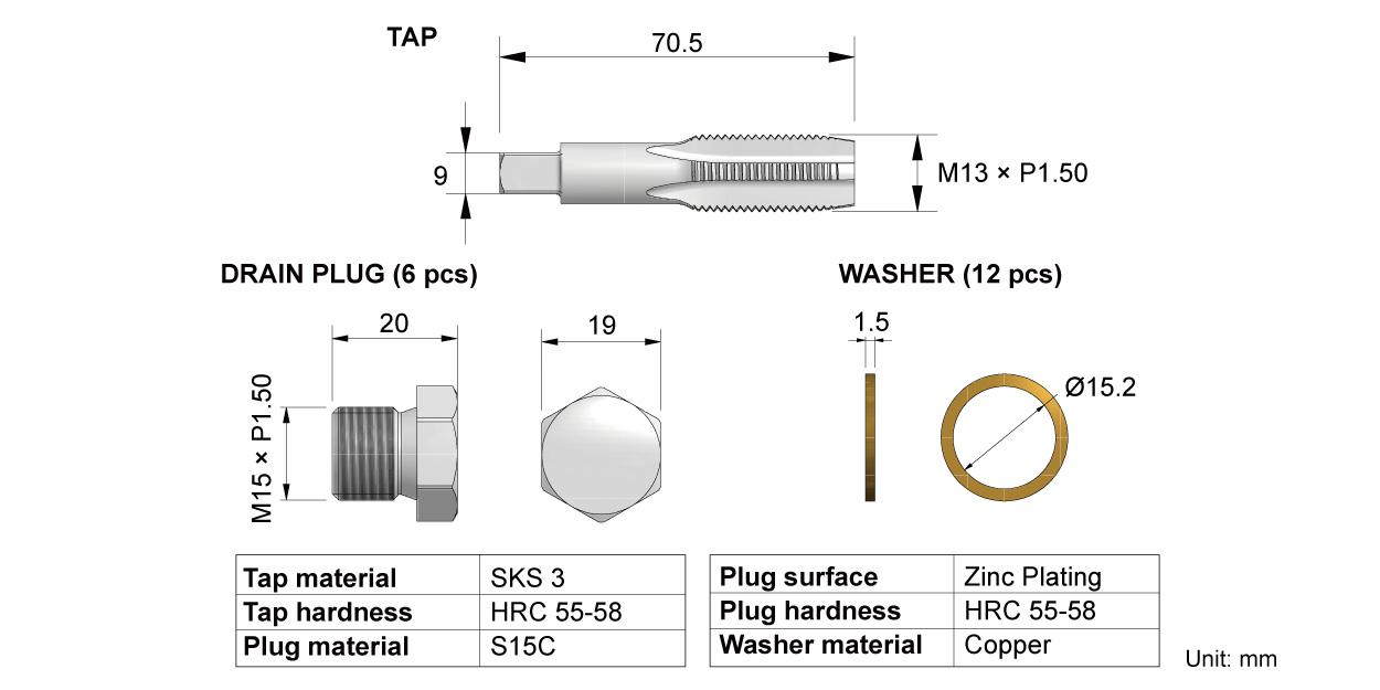 Cosda Oil Drain Plug Repair Kit for M14 × 1.5